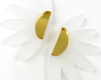 Frosted White Half Daisy Acrylic Spring Earring Blanks - DIY Dangle Earrings - Acrylic Earring Blanks - Blanks for Earring Makers