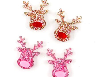Pendientes acrílicos de reno navideño - Pendientes DIY para bisutería (10 piezas)