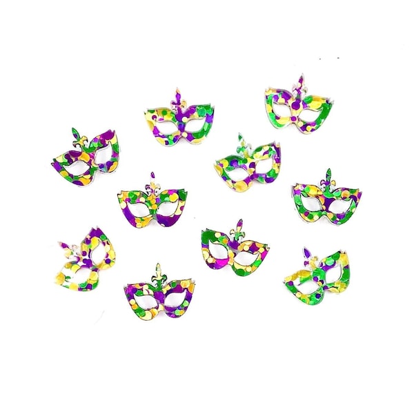 Mardi Gras Confetti Glitter Acrylic Mask Blanks - DIY Earrings - Acrylic Jewelry Blanks - Blanks for Earring Makers - 10 PIECES/5 PAIRS