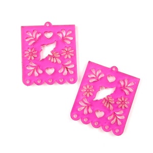 ピンク パペル ピカド アクリル イヤリング ブランク - DIY シンコ デ マヨ ダングル イヤリング - アクリル イヤリング ブランク - イヤリング メーカー用ブランク