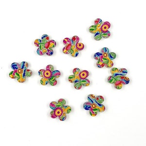 フィエスタフローラルプリントアクリルフラワーブランク、DIYシンコデマヨイヤリング、イヤリングメーカー用ブランク：各バッチには10個または5ペアが含まれています