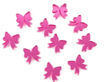 Pink Mirror Bow Acrylic Blanks, DIY Jewelry Supplies for Earring Makers (10 PIECES)