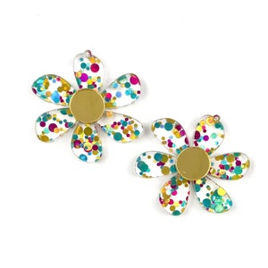 Mermaid Glitter Daisy Acrylic Spring Earring Blanks - DIY Dangle Earrings - Acrylic Earring Blanks - Blanks for Earring Makers