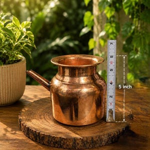 Pure Copper Lota with Spout 5 Inch | Handmade Copper Kalash for Pooja & Abhishek | Traditional Copper Water Pot | Made in Vrindavan
