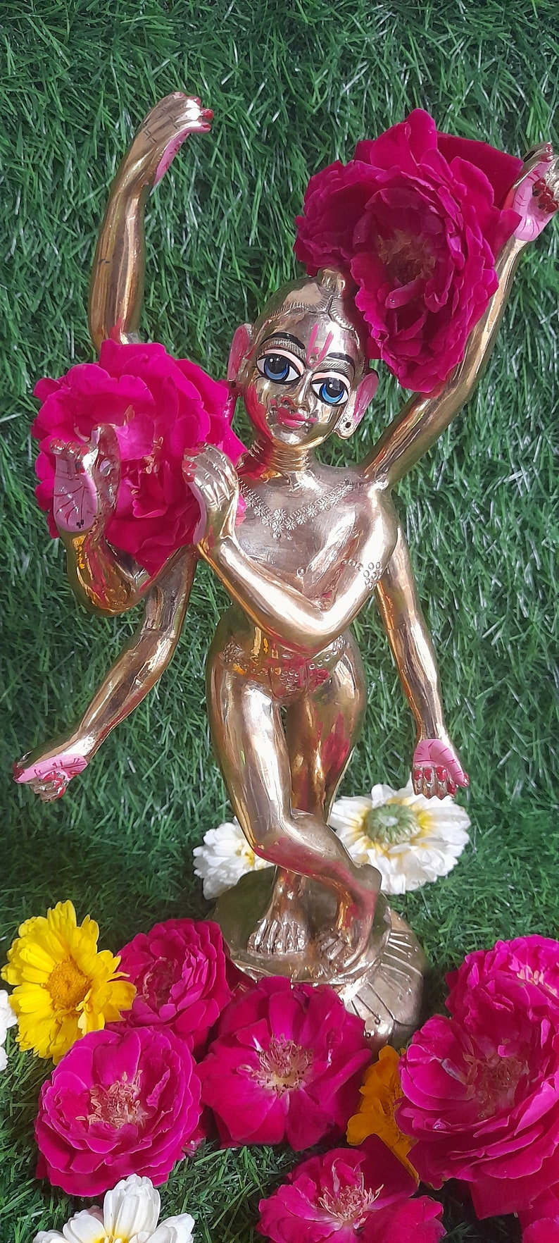 10inch/25cm Sri Sadbhuja Lord Krishna, Sad-bhuja, Lord Caitanya's Six ...