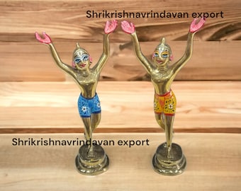 6inch/15cm Gaur nitai, chataniya mahaprabhu,pure brass statue,up handing gaur nitai statue handmade statue,made in vrindavan spritual statue