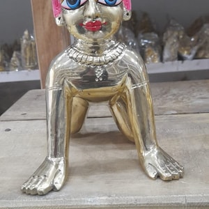 Radha Rani Bal Radha Statue Murti for Pooja Gift Size 4 No,Goddess kishori Balpan Color Statue I Baby Radha Rani I Brass, made in vrindavan