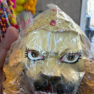 Handgjord marmorlejonansiktedekoration | Hinduisk tempelväggkonst | Vrindavan andlig dekoration, Vrindavan ansikte, hantverksmässig brunnsdekoration