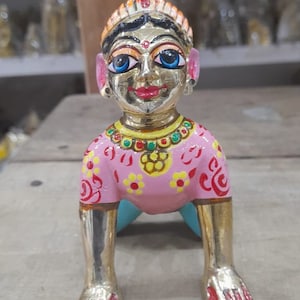 Radha Rani Bal Radha Statue Murti for Pooja Gift Size 4 No,Goddess kishori Balpan Color Statue I Baby Radha Rani I Brass, made in vrindavan