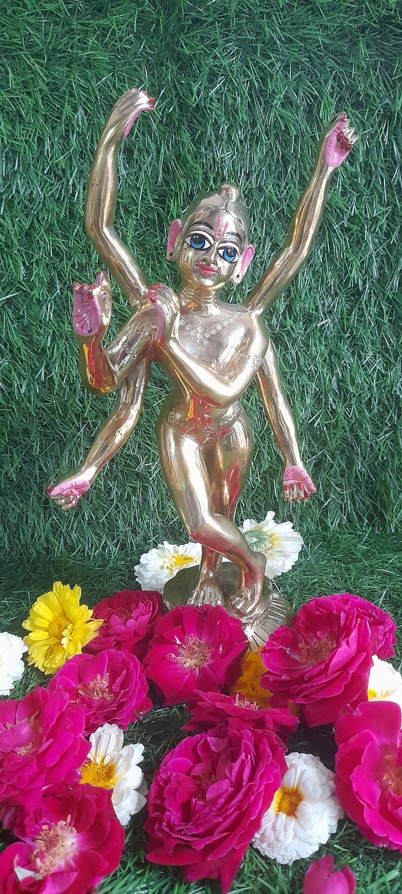 10inch/25cm Sri Sadbhuja Lord Krishna, Sad-bhuja, Lord Caitanya's Six ...