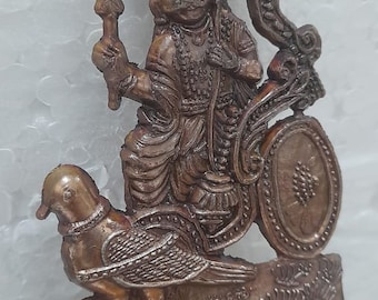 SHANIDEV MURTI/with Crow/Metal Murti/Statue for Pooja/Keep Away from Evileye Murti Shani Dev Idol for Home Puja Temple Pooja Mandir hand mad