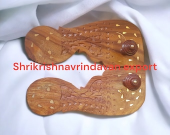 9 no Wooden Slippers Khadau for Temple,Pooja Articles, Charan Paduka, Wooden Slipper, Wooden Sandals, Khadau for Worship,Wooden