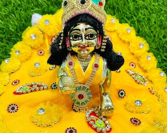 7numberladdu gopal ashtdhatu made in vrindavan beautiful face handmade by devotee ,laddu gopal statue ,eight metal laddu gopal murti