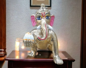 Lord Ganesh Brass Statue Hindu Ganpati Sitting Idol  Good  Luck Success Pooja Home Décor Gifts,God Ganesh Sculpture Diwali Decoration Items