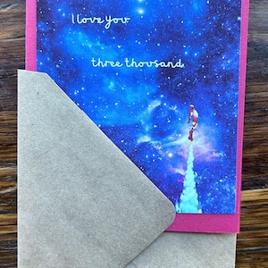 I Love You Three Thousand Iron Man Avengers Lege kaart Moederdag Vaderdag Tony Start geïnspireerde gelaagde collage handgemaakte gratis verzending