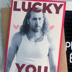 90er Cage Blanko Karte 90er Jahre punkig Sarkasmus Liebe Taschenbuch Karte Überraschung Valentinstag schwer cool handgemacht perfekt gratis Versand