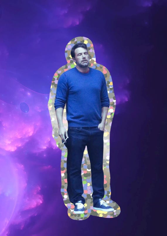 Ben Affleck Smoking the Pain of Existence Peace at Last Glitter Funny Water  Bottle Coffee Thermos Laptop Decal, 3x1.25 in High Quality Vinyl