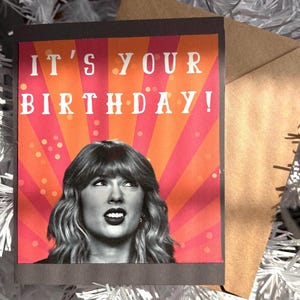 Swiftie Birthday Card: Retro TayTay Design, Handmade Cardstock