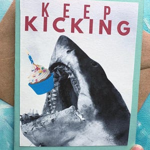 Carte d'anniversaire Jaws Funny Chief Brody Movie Quote Keep Kicking style punky surprise carte en couches épaisse faite à la main livraison gratuite