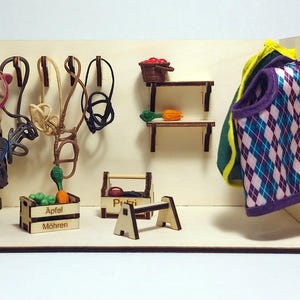 Saddle room with accessories suitable for Schleich