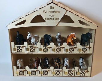 Wall horse stable suitable for Schleich horses with desired name or text