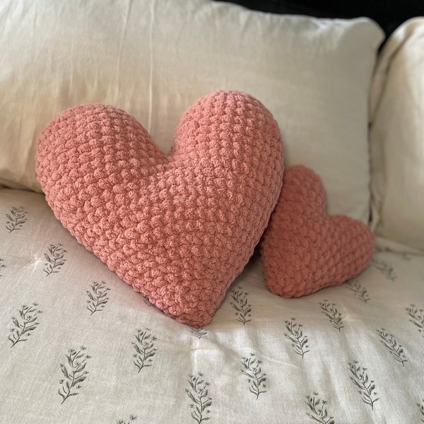 Crochet Heart Plush Pillow