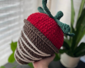 Crochet Jumbo Chocolate-Dipped Strawberry Plushie / Valentine's Day Gift