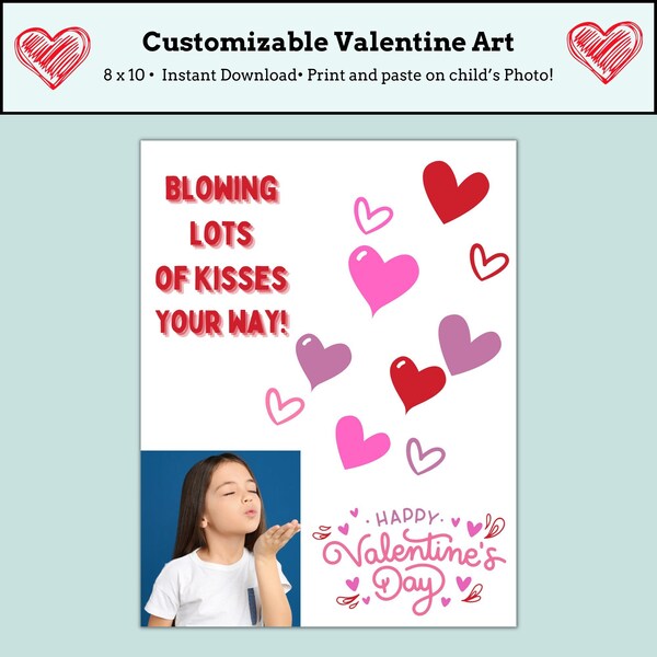 Customizable Valentine's Day Craft, Customizable valentines gifts, Daycare Valentine Project, Kids Valentine craft, Custom Valentine's Card