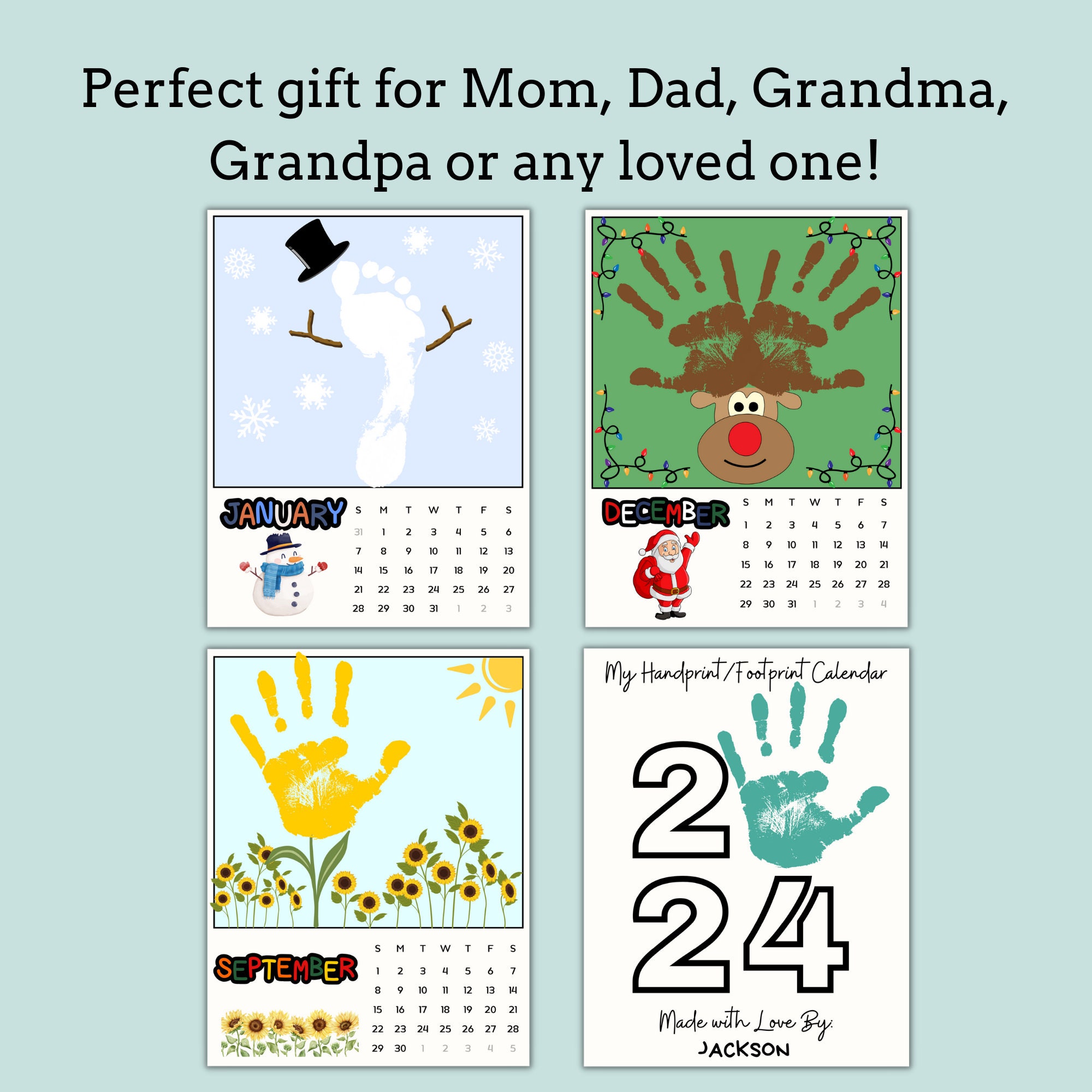 Handprint Calendar 2024, 2024 Handprint Footprint Calendar Craft