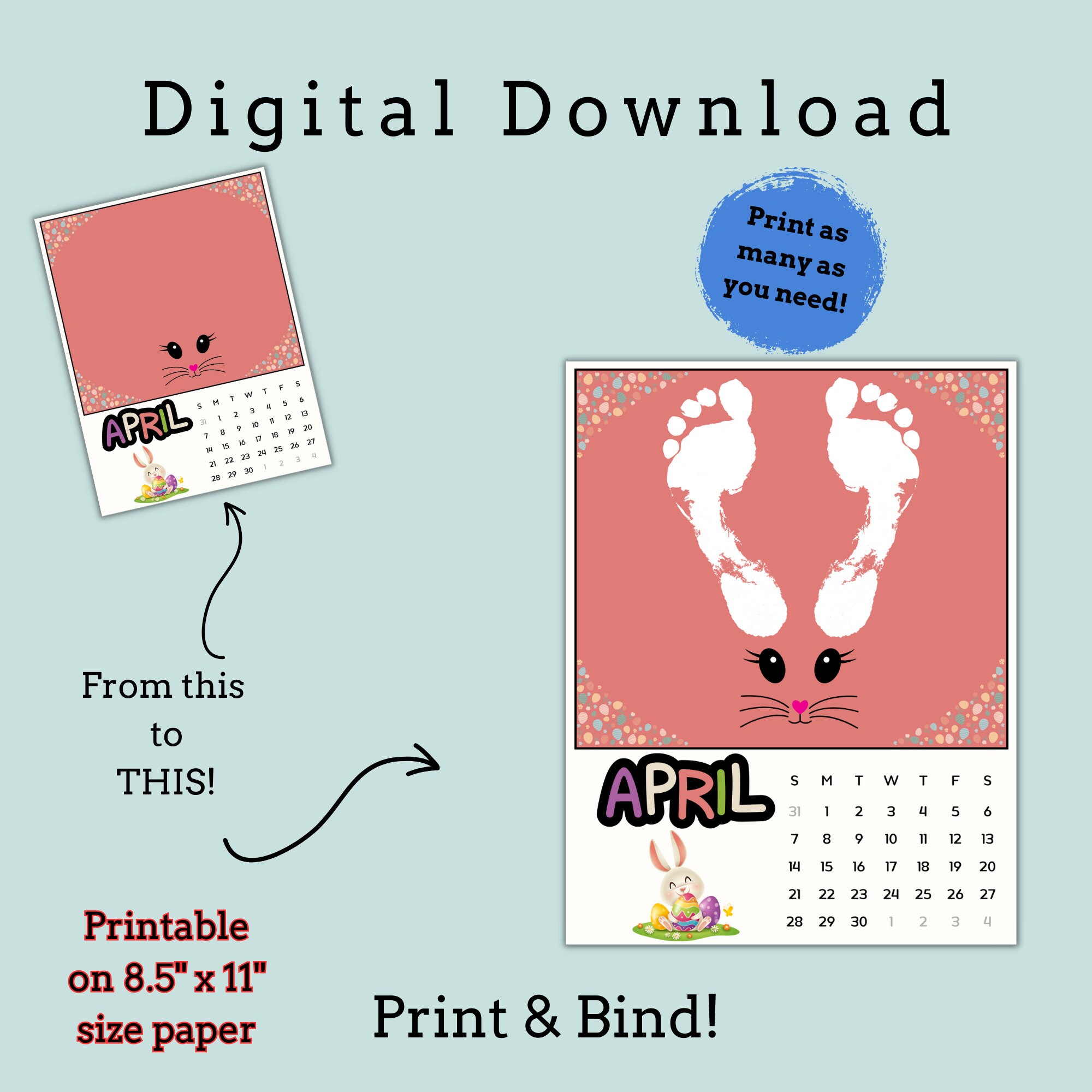 Handprint Calendar 2024, 2024 Handprint Footprint Calendar Craft
