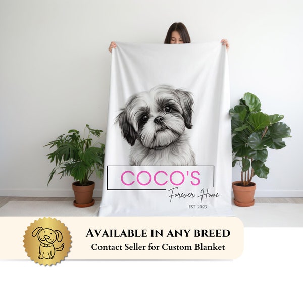 Custom Dog Blanket, Personalized Blanket with Dog's Name, New Puppy Gift, Dog Lover's Gift, Shih Tzu Gift Idea, New Dog Gift