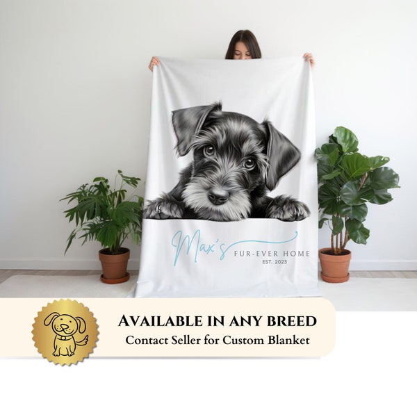 Custom Dog Blanket, Personalized Blanket with Dog's Name, New Puppy Gift, Dog Lover's Gift, Miniature Schnauzer Gift Idea, New Dog Gift