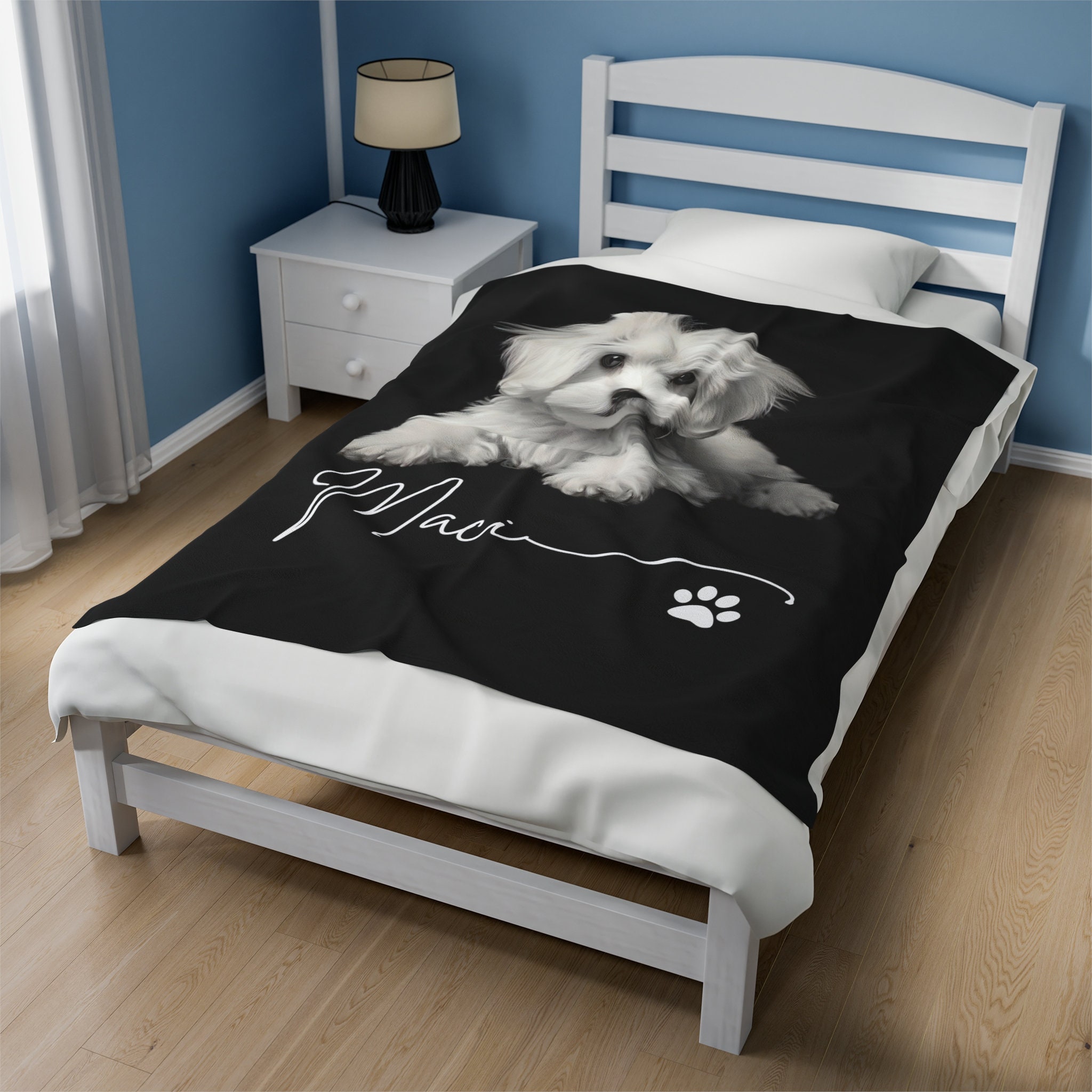 Image showcasing Maltipoo Custom Dog Blanket, Personalized Blanket With Dog's Name, New ...