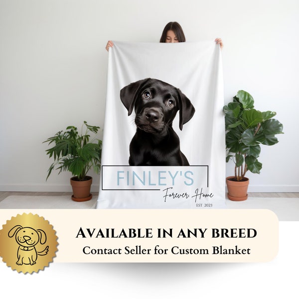 Custom Dog Blanket, Puppy Name Blanket, Black Lab Personalized Blanket with Dog's Name, Black Lab  Lover's Gift, Custom Pet Name Blanket