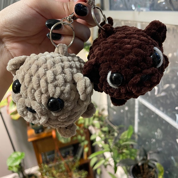 Chubby Puppy Keychain--Crochet Keychain--Crochet Puppy