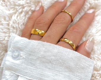 3 Ring Set Gold Plated Rings: 2mm, 4mm, 6mm