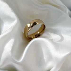 Bague épaisse / 6 mm délicat / Acier inoxydable / Bague plaquée or 18 carats / Bijoux minimalistes / Polyvalent à porter/