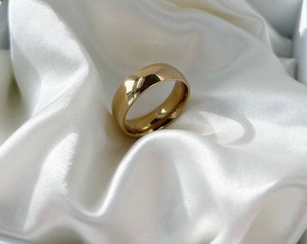 Dicker Ring / 6 mm Zierlich / Edelstahl / 18K vergoldet Ring / Minimalistischer Schmuck / Vielseitige Kleidung /