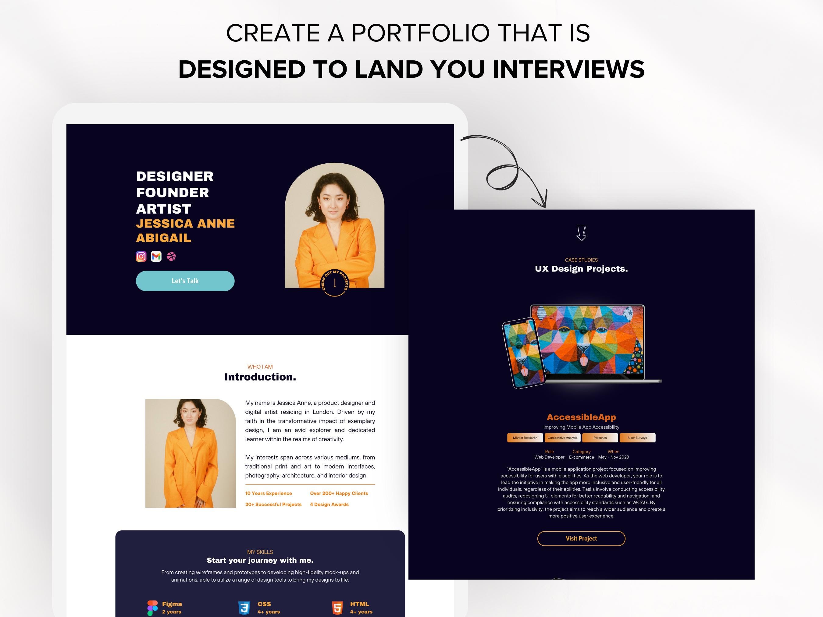 UX UI Design Portfolio Website Canva Creative Portfolio Student Case ...