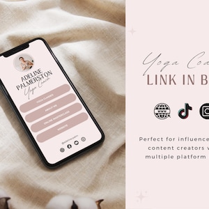 Yoga Coach Link In Bio Template DIY Canva Instagram Bio Link For Social Media TikTok Profile Link for Content Creators Linktree Alternative