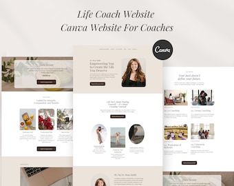 Websitesjabloon Life Coach: canva-bestemmingspagina, lifecoaching, minimalistisch ontwerp