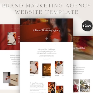 Canva Website Template: Creative Marketing Agency Portfolio, Editable Web Page, Red Website Design