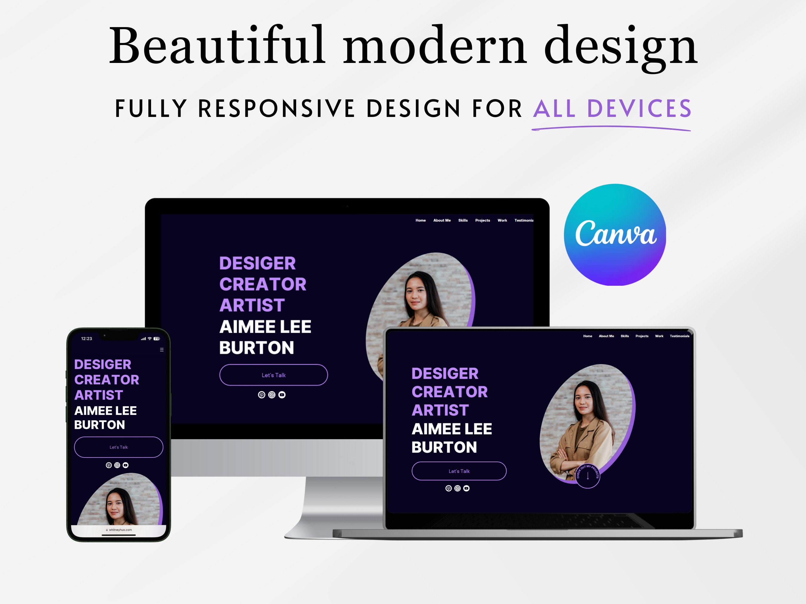 Bold UX Portfolio Website Template Canva Editable Graphic Design ...