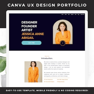 Modelo de portfólio UX Canva Website Modelo de portfólio de design gráfico editável Canva Site profissional para designers gráficos Landing Page