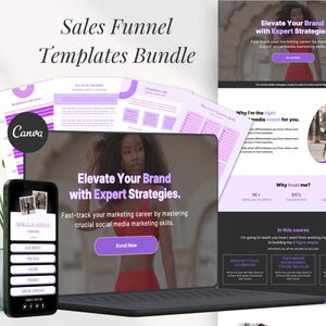 Purple Coaching Sales Funnel Template: Canva Editable Landing Page For Coaches (Digital Download)