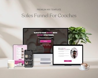 Wix Coaching Website Sales Funnel Pink Website Template Course Creator Bundle