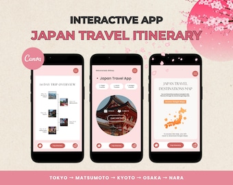 Itinerario de 14 días por Japón: Guía de viaje interactiva (plantilla de Canva)