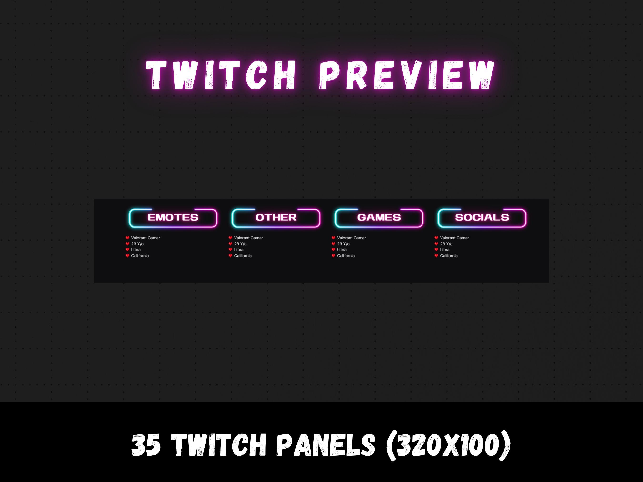 Neon Twitch Panels Streamer Package Gamer Girl Retro Purple Twitch ...