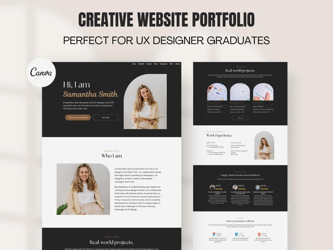 Graphic Design Portfolio UX Designer Canva Portfolio Website Template ...