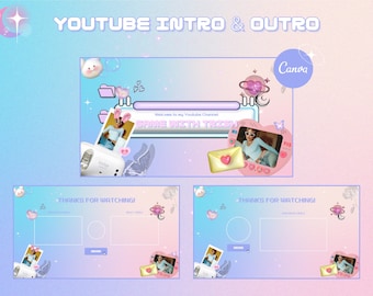 Youtube Intro and Outro: Youtube Animation, Y2K Pink, Canva Template